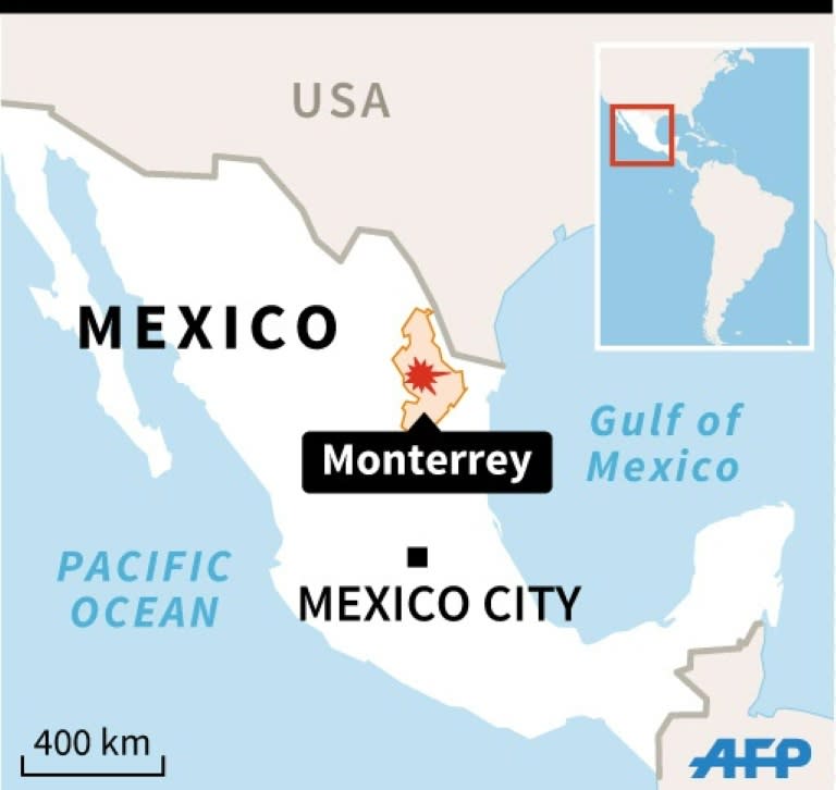 Graphic locating the northern Mexican city of Monterrey, where at least 30 people died in a pre-dawn prison riot