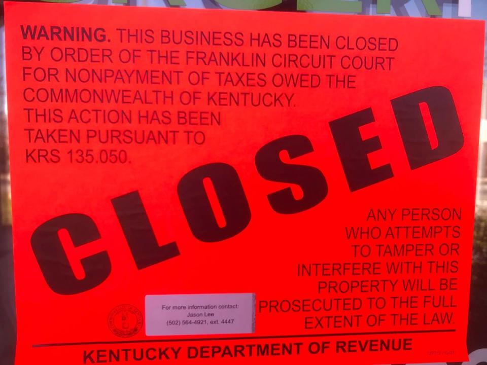 A sign on the door of the Hamburg location of BurgerFi says the business was “ordered closed nonpayment of taxes.” It is unclear exactly how much the chain allegedly owes.