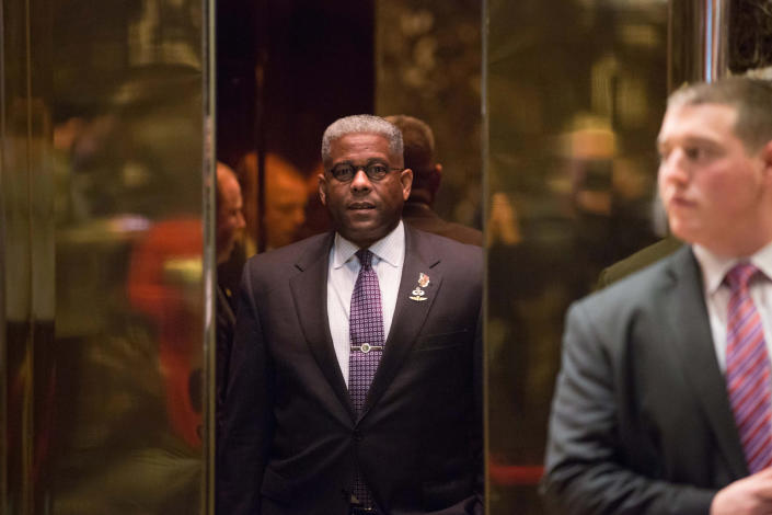 Allen West arrives to meet with President-elect Donald Trump at Trump Tower on Dec. 5, 2016 in New York. (Kevin Hagen / Getty Images file)