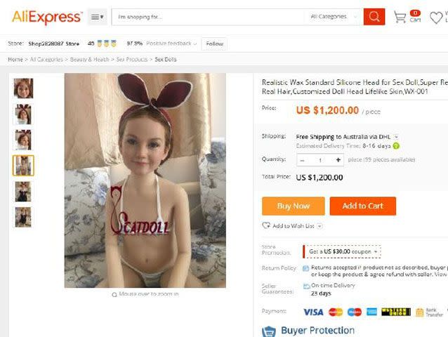 An Australian Border Force spokesperson said the dolls, which can be ordered to represent a child of any age, ethnicity and gender, were classified as 'objectionable goods'. Picture: AliExpress