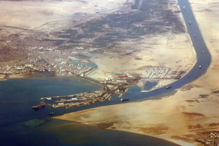 View of the southern entrance to Egypt's Suez Canal