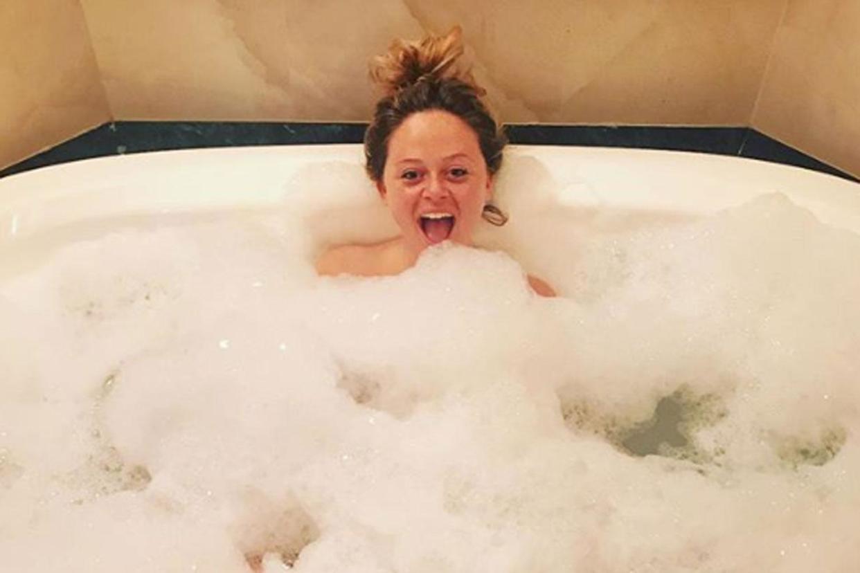 Relaxing: Emily Atack beamed as she soaked up the luxury hotel: Instagram / Emily Atack