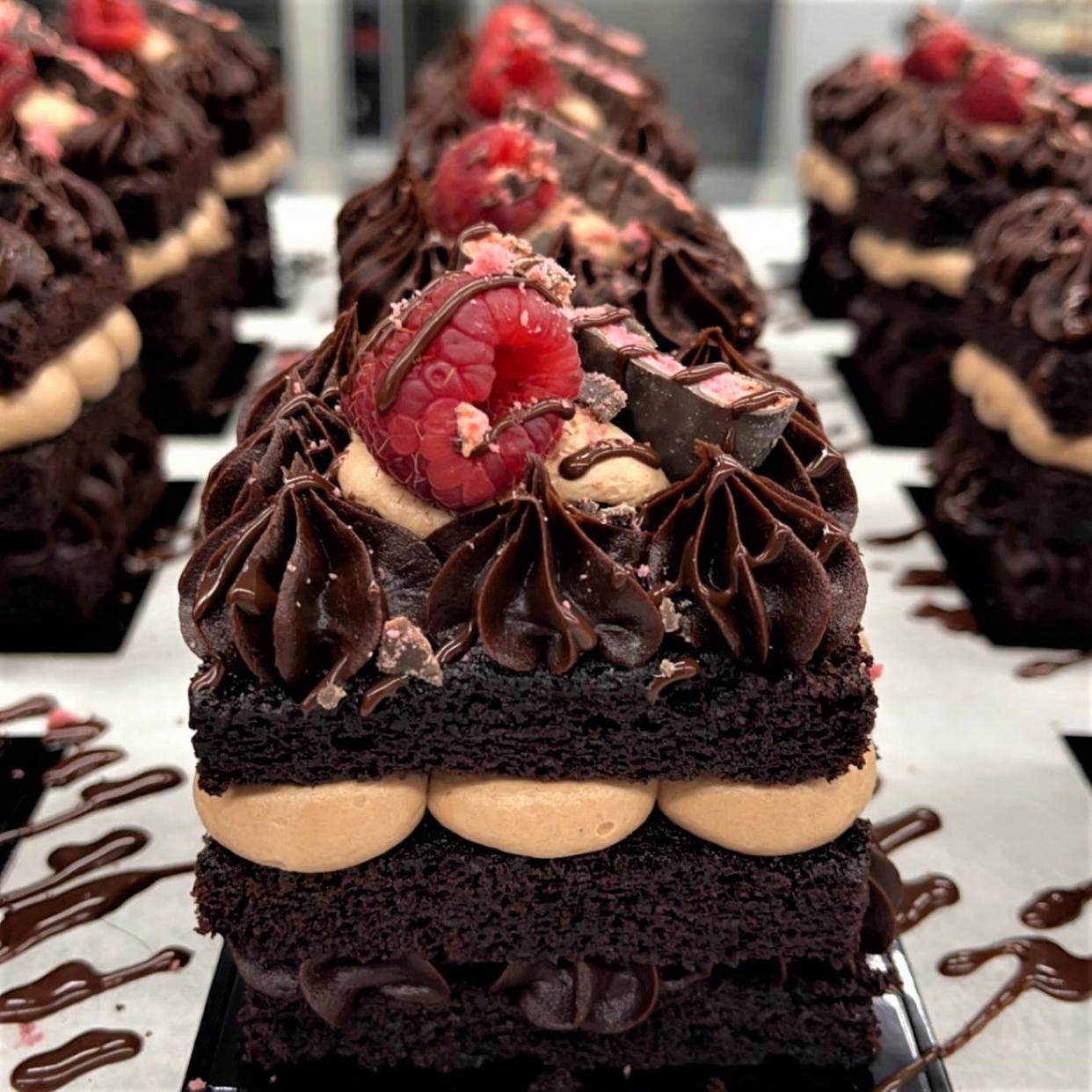 A chocolate raspberry mousse torte was one of the items offered in February at Bea Sweet Treats' Desserts after Dark.
