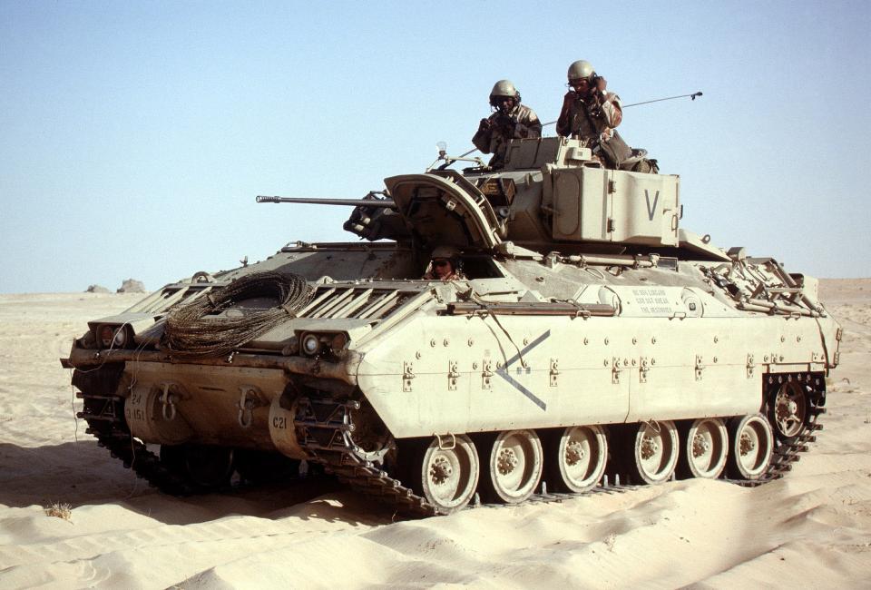 A Bradley seen during Operation Desert Storm. (SGT. Brian Cumper/DoD) 