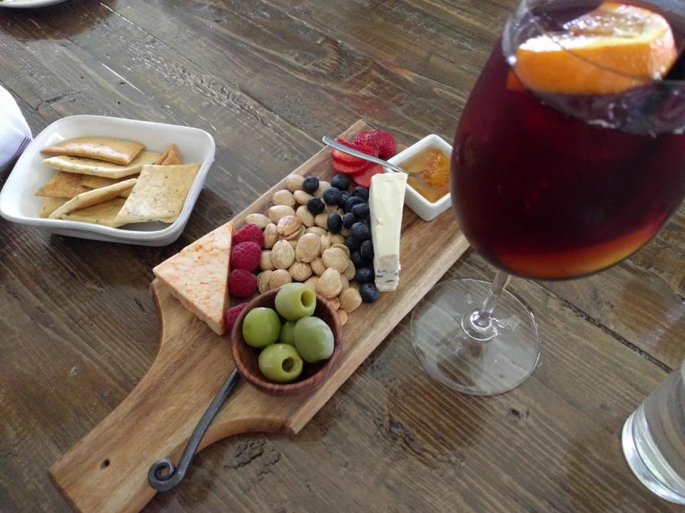 Cheese board and drink