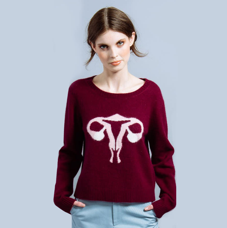<p>The designer’s uterus sweaters were a hit when they first came out as part of Antonoff’s Fall 2015 collection. A few weeks ago, she took to Instagram to announce that she would be donating part of the proceeds of all of her female reproductive-themed items to Planned Parenthood. The “Randy’s Reproductive System” sweater is sold out, but the website has similar t-shirts available, as well as other tees with politically-charged slogans. Randy’s Reproductive System Sweater, $218 at <a rel="nofollow noopener" href="https://www.instagram.com/p/BNFiG2EB2qL/?taken-by=rachelantonoff" target="_blank" data-ylk="slk:Rachel Antonoff" class="link rapid-noclick-resp">Rachel Antonoff</a>. </p>