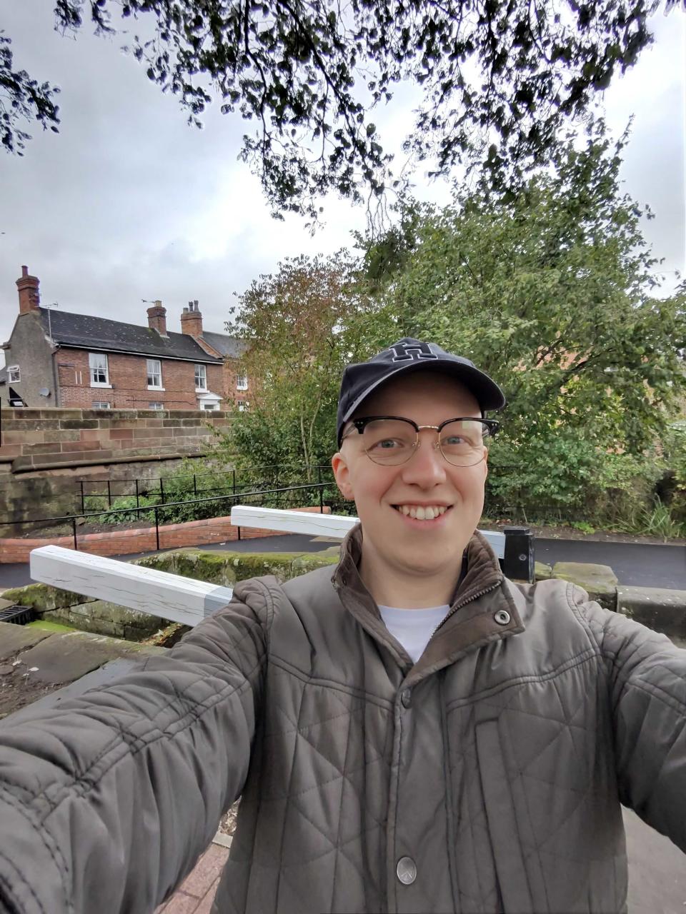 A selfie of Hamish Hector stood by a canal lock