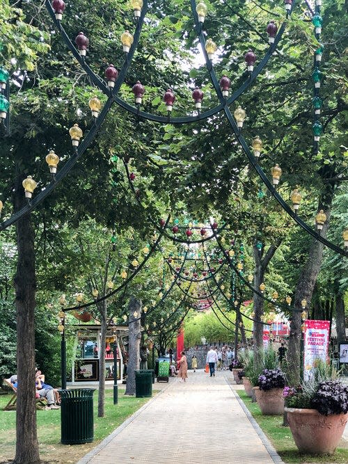 A covered walkway at the Tivoli Gardens in Denmark freelancer photo