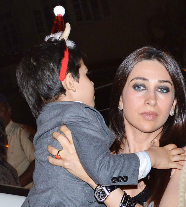 Karisma walks out with her son Kiaan