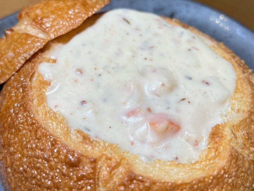 Bread bowl of clam chowder