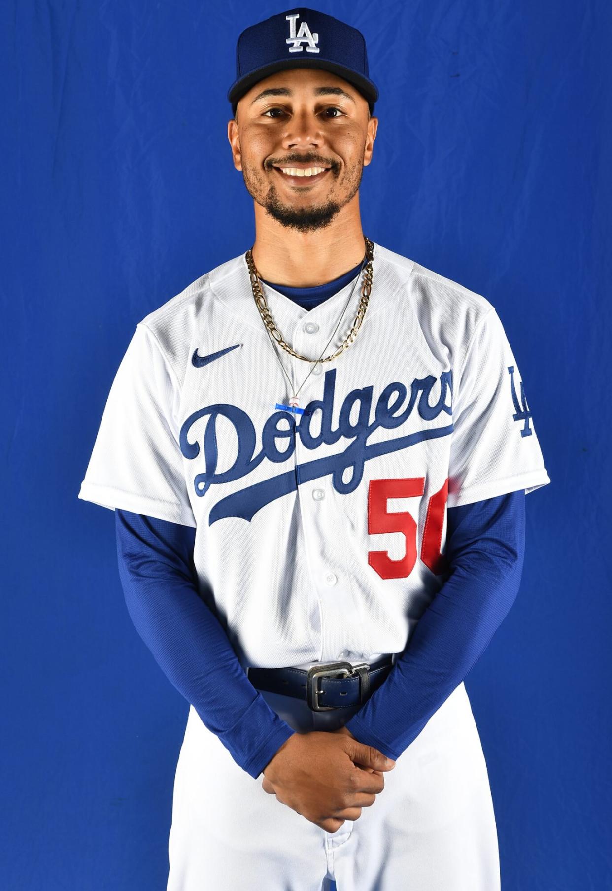 Mookie Betts #50 of the Los Angeles Dodgers