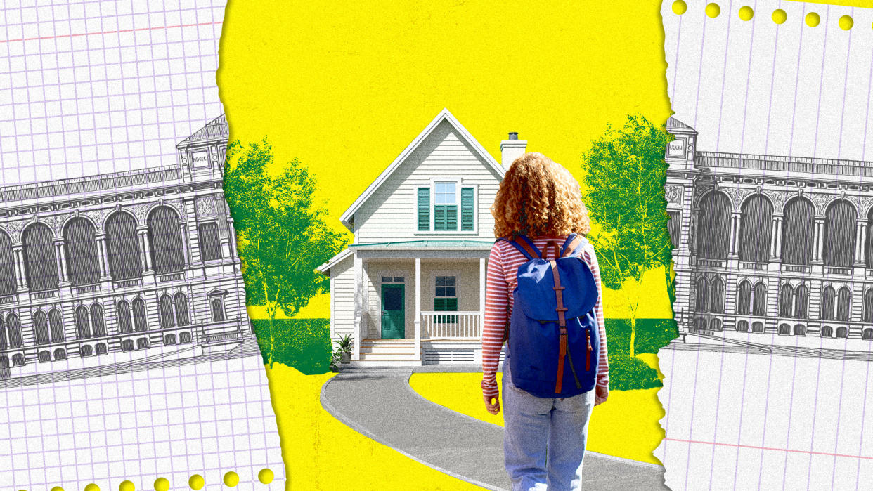 College kids share what it's like to move back home after a year at school. (Image: Getty; illustration by Victoria Ellis for Yahoo)