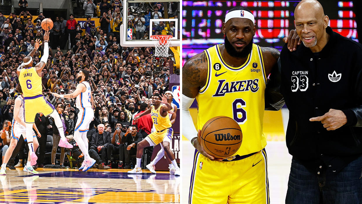 When LeBron James broke the NBA's all-time scoring record, fans at home quickly picked up that almost everyone in the stadium was recording the moment on their phones. Pictures: Getty Images