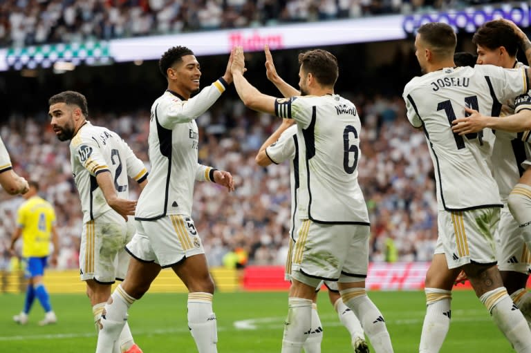 Title winners: Real Madrid's English midfielder Jude Bellingham celebrates his goal (OSCAR DEL POZO)