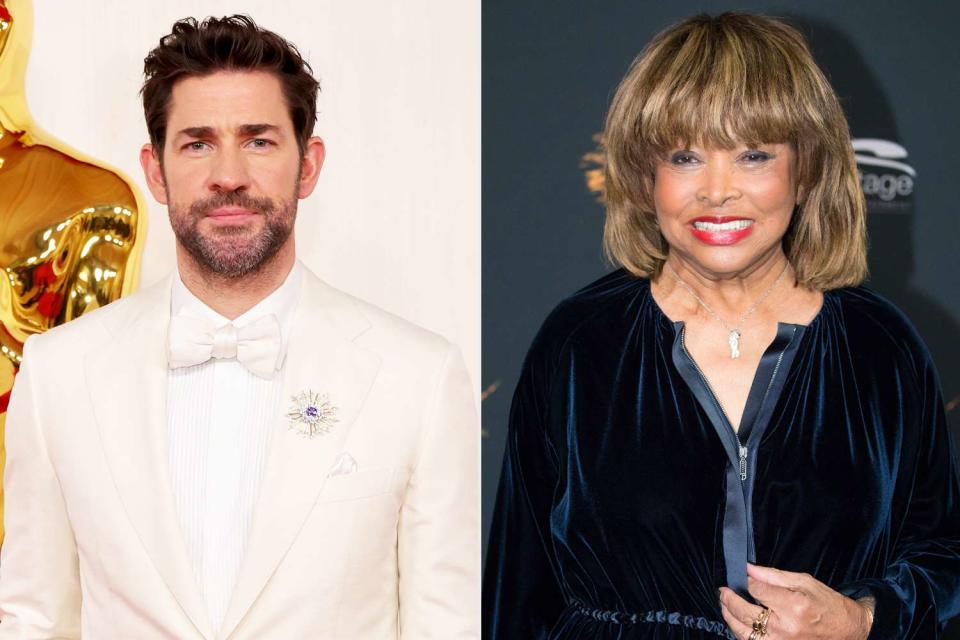 <p>Mike Coppola/Getty; Christian Charisius/picture alliance via Getty</p> John Krasinski and Tina Turner