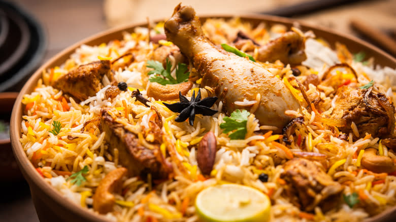 Indian handi chicken biryani