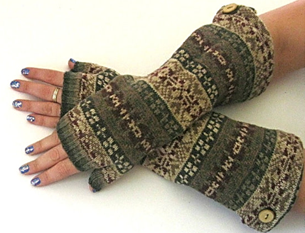 Fair Isle Fingerless Gloves, $15