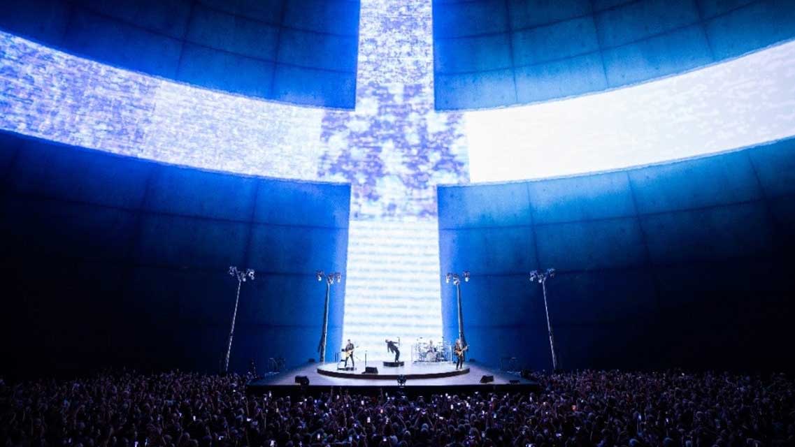 U2 onstage at The Sphere in Las Vegas. 