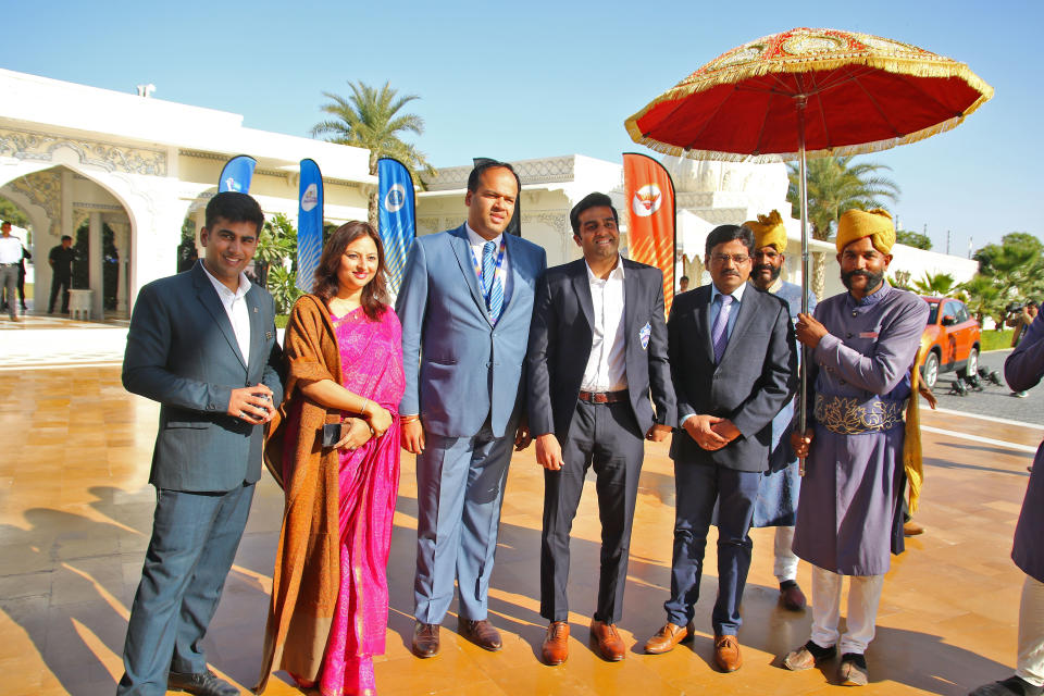 Delhi Capitals team owner Parth Jindal (C) arrives for the Indian Premier League 2019 auction in Jaipur on December 18, 2018, as teams prepare their player rosters ahead of the upcoming Twenty20 cricket tournament next year. The 2019 edition of the IPL -- one of the world's most-watched sporting events attracting the world's top stars -- is set to take place in April and May next year.(Photo By Vishal Bhatnagar/NurPhoto via Getty Images) (Photo by Vishal Bhatnagar/NurPhoto via Getty Images)