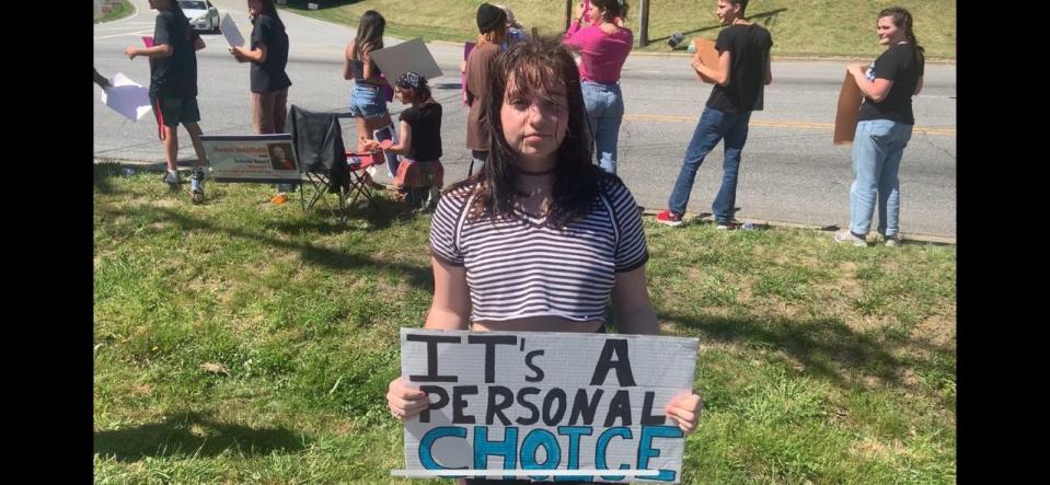 Madison Early College High School sophomore Alexis Allen said she has been to women's rights rallies in Raleigh and Asheville, but the May 11 demonstration in Marshall marks her first in Madison County.