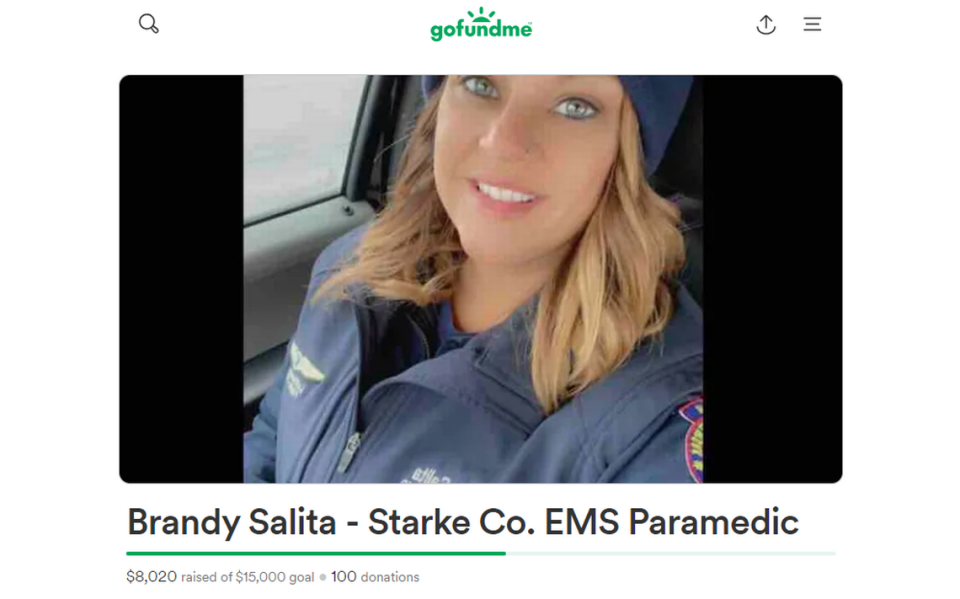 Brandy Salita was injured while responding to an emergency in northwest Indiana. GoFundMe/Screengrab