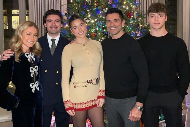 <p>Kelly Ripa/Instagram</p> Kelly Ripa and Mark Consuelos with their three kids at their N.Y.C. home