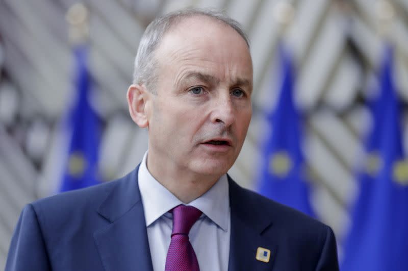 Irish Prime Minister Micheal Martin arrives at a two-day face-to-face EU summit, in Brussels