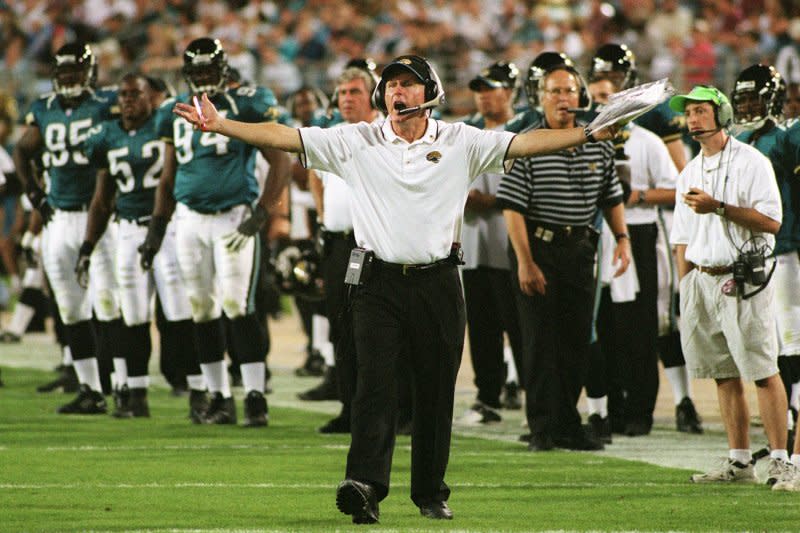 Tom Coughlin coached the Jacksonville Jaguars for eight seasons. File Photo by Reggie Jarrett/UPI