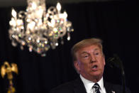 President Donald Trump speaks at Trump National Golf Club Bedminster in Bedminster, N.J., Friday, Aug. 7, 2020. (AP Photo/Susan Walsh)