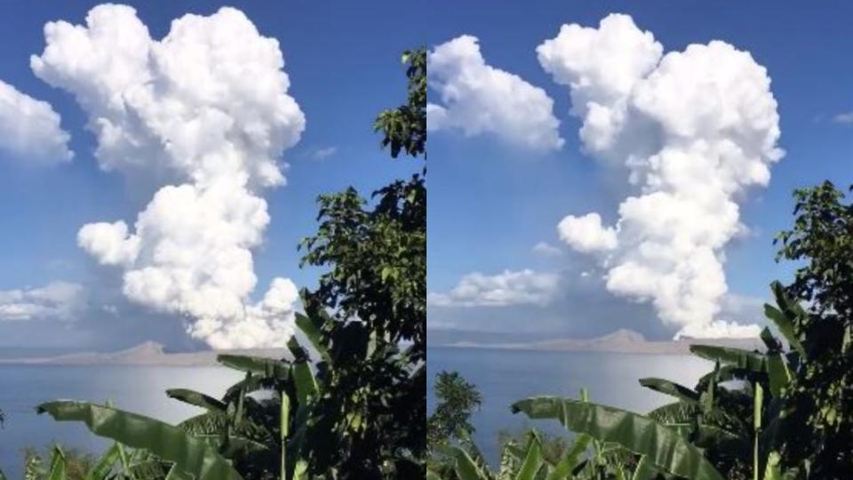 菲律賓塔爾火山爆發，當地緊急撤離上千名居民避難。（圖／翻攝自推特）