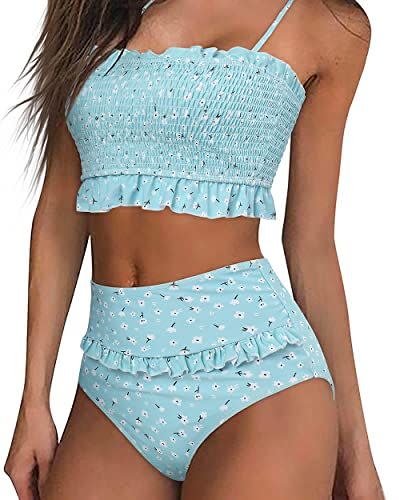 3) Shirred Bandeau Bikini 2 Piece Swimsuit