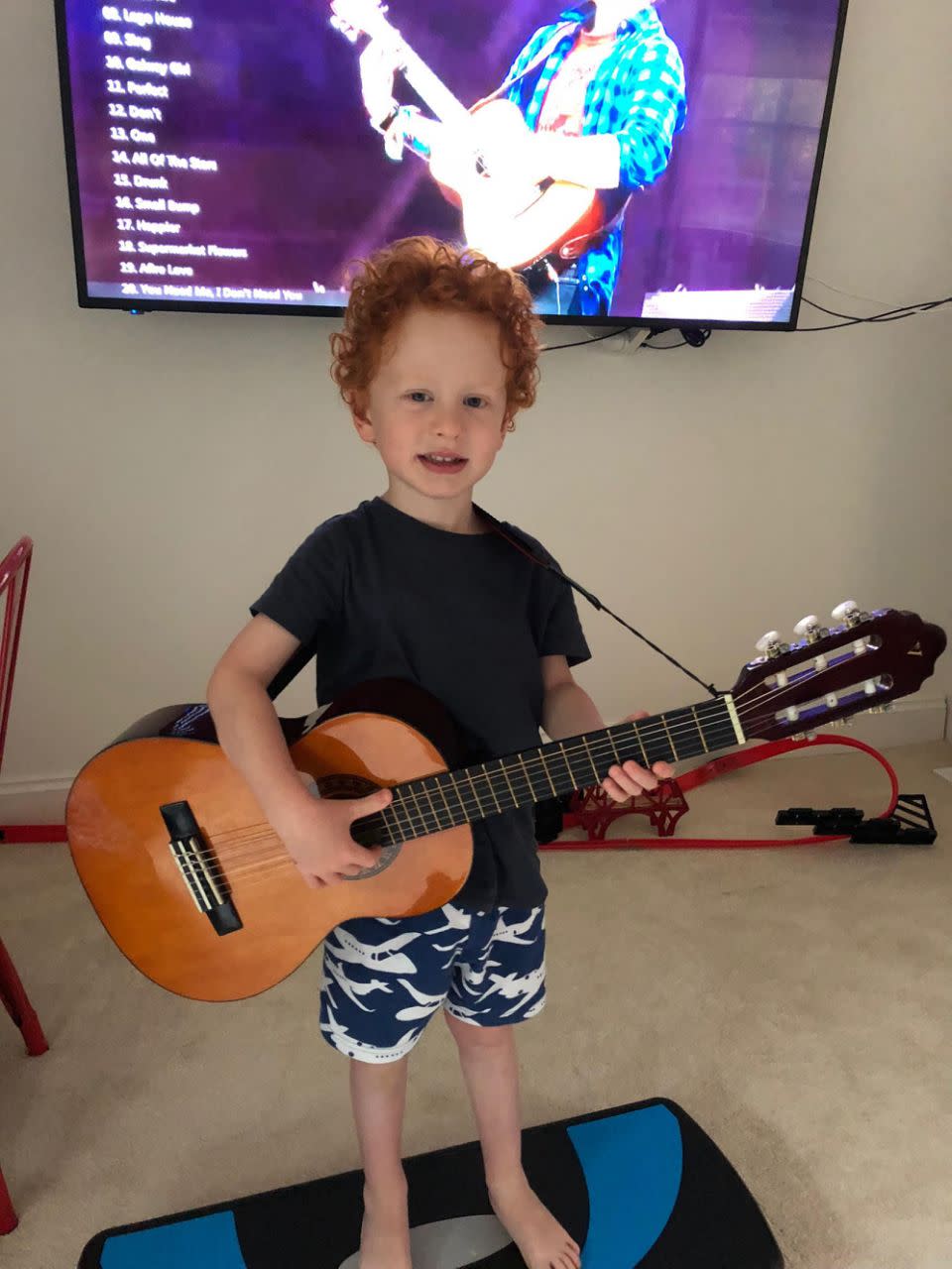 This adorable three-year-old is obsessed with Ed Sheeran. Photo: Caters News