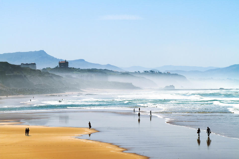 A beach scene in Biarritz, France.