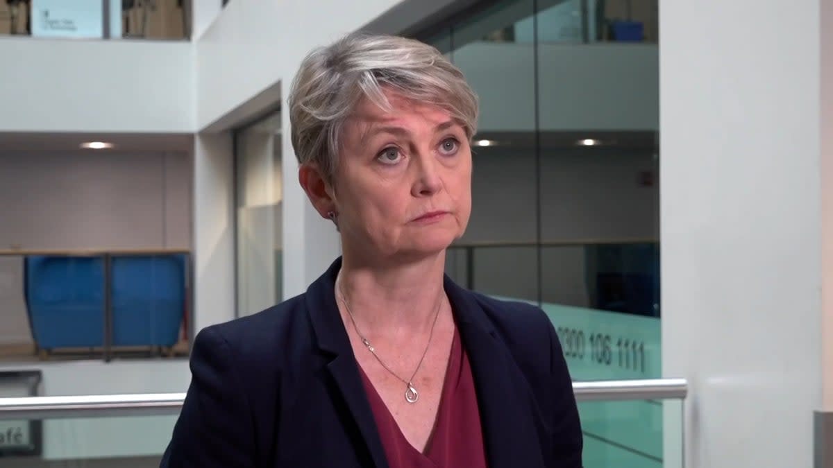 Home Secretary Yvette Cooper speaks to the media at the Home Office in central London following violent disorder in parts of the UK (PA Wire)