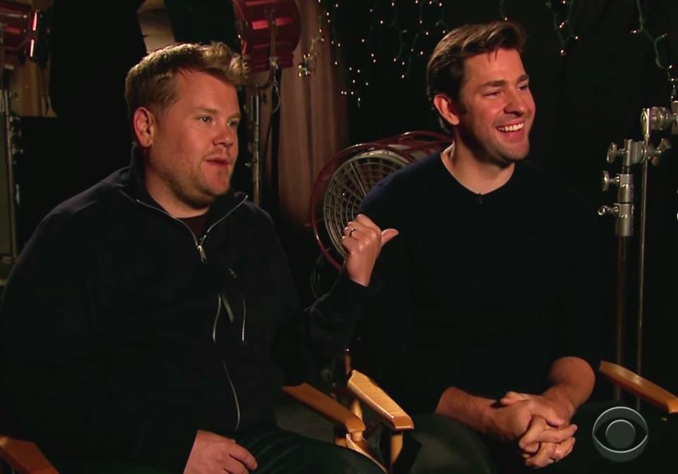 We are obsessed with John Krasinski and James Corden recreating famous movie scenes