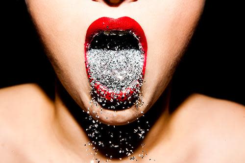 girl with glitter in her mouth
