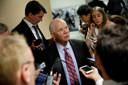 Sen. Ben Cardin (D-MD) speaks with reporters ahead of the party luncheons on Capitol Hill in Washington, U.S. January 23, 2018. REUTERS/Aaron P. Bernstein