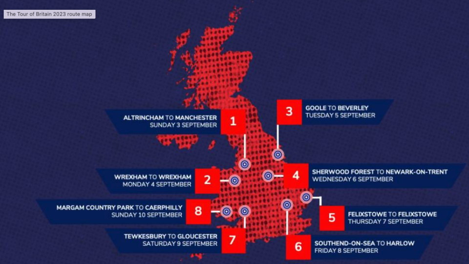 tour of britain route sunday 3rd september