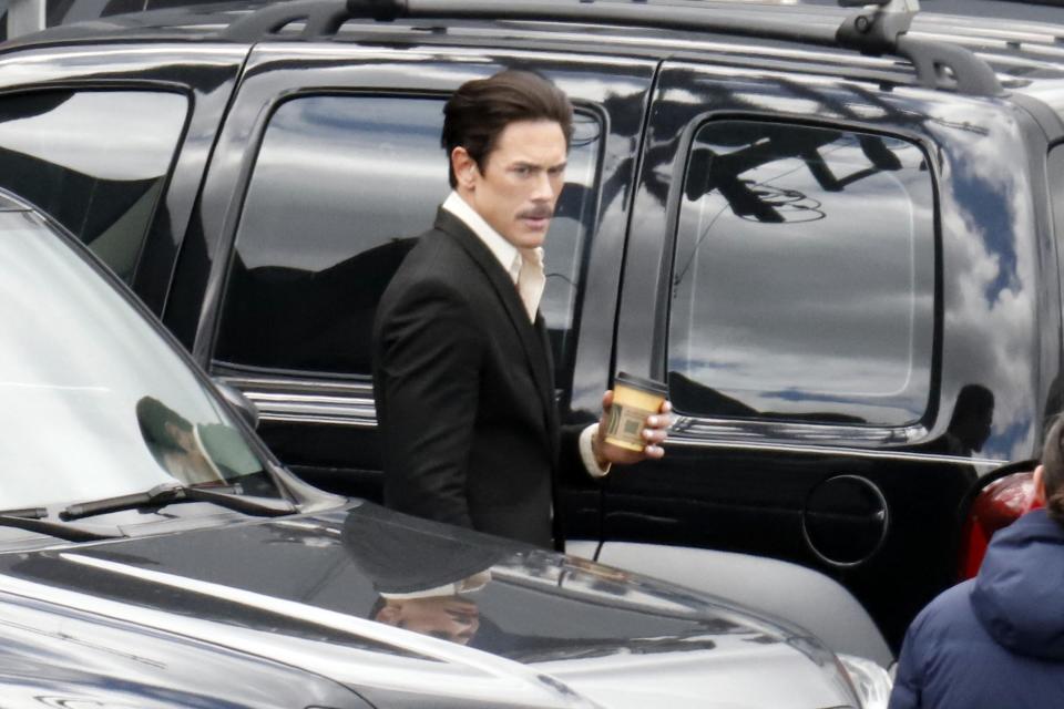 Tom Sandoval is seen taking a smoke break while filming Vanderpump Rules reunion segment in Los Angeles