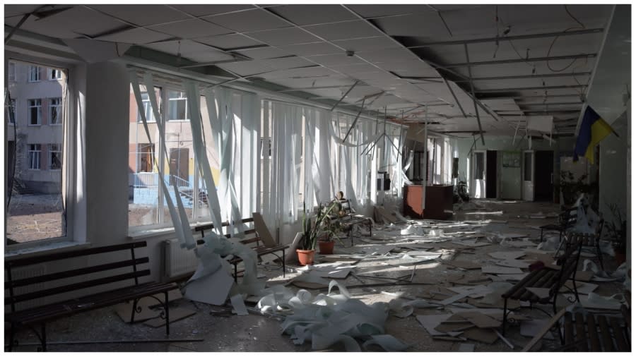 <span><em>This photograph shows a damaged school following Russian airstrike in a village in the Odesa region, on July 19.(Photo by OLEKSANDR GIMANOV/AFP via Getty Images)</em></span>