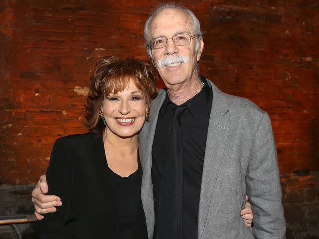 <p>Walter McBride/WireImage</p> Joy Behar and husband Steve Janowitz backstage after the Off-Broadway Opening Night of Joy Behar's 'Me, My Mouth & I' at Cherry Lane Theatre on November 23, 2014 in New York City.