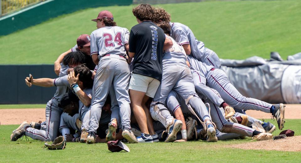 The Dwyer Panthers defeat the Buchholz Bobcats in class 6A Championship high school baseball match up on Saturday, May 18, 2024, in Fort Myers, Fla. (Photo/Chris Tilley)