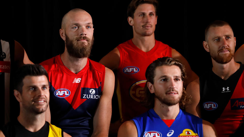 Max Gawn, pictured here during the 2020 AFL Captains Day at Marvel Stadium. 