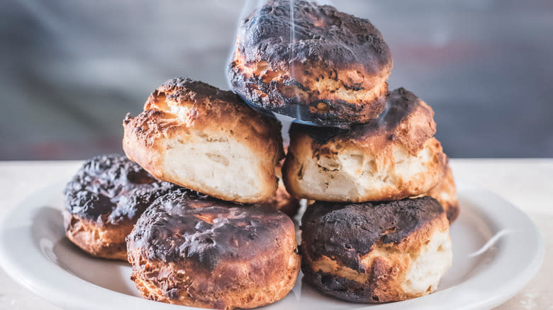 burnt biscuits on plate