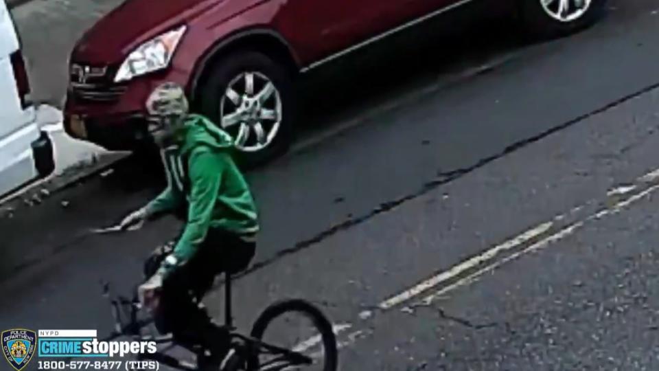 A still from the video released by NYPD of suspect who stabbed a deliveryman on Sunday (NYPD)