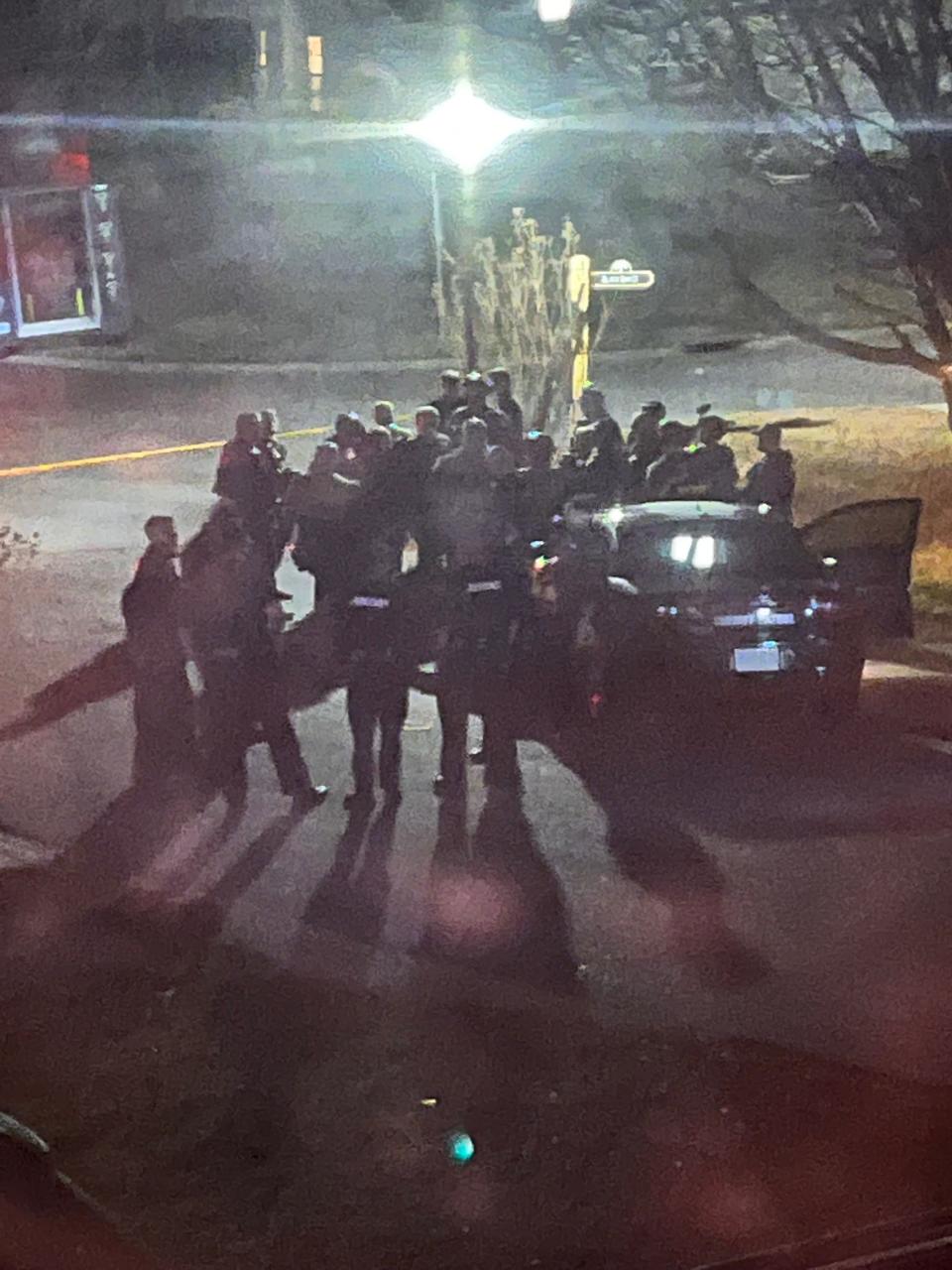 Greenville County deputies and members of the SWAT team at the intersection where they shot a man they said was armed in Simpsonville, Dec. 26, 2021.