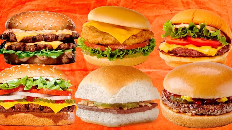 Six fast food hamburgers