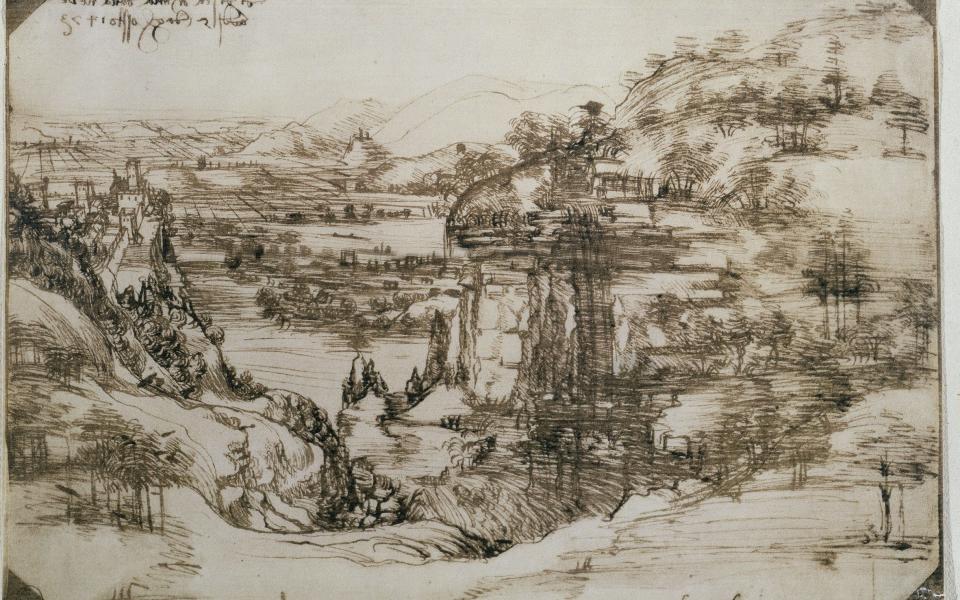  An image showing the Leonardo da Vinci's earliest known drawing that will go on display in the artist's Tuscan hometown of Vinci to mark the 500th anniversary of the artist's death. - Uffizi Gallery