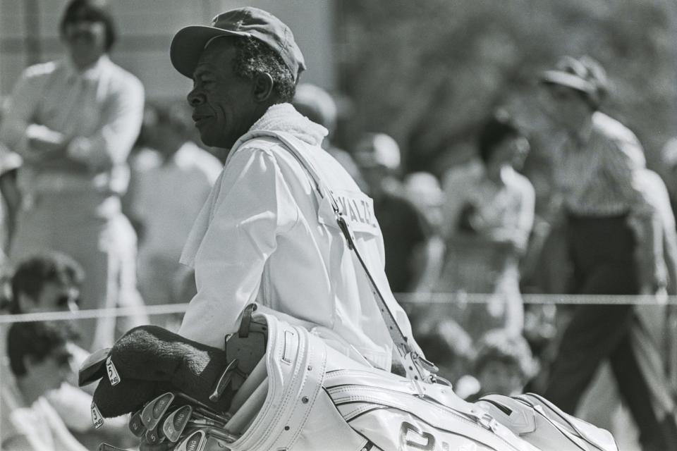 A caddie at Augusta National during the 1981 Masters.