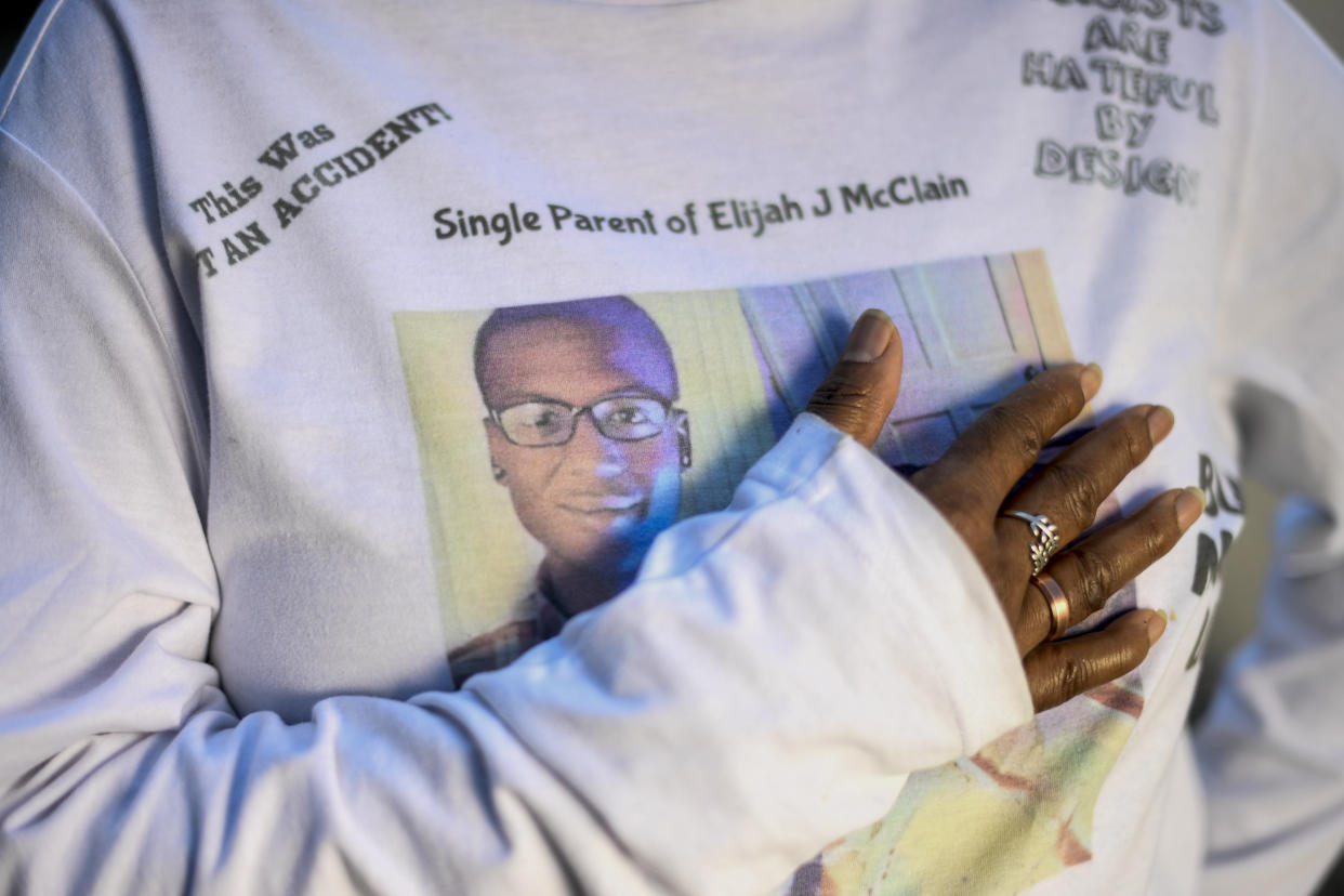 On Aug. 18, 2021, Sheneen McClain stands at the site where her son Elijah was killed in 2019. 